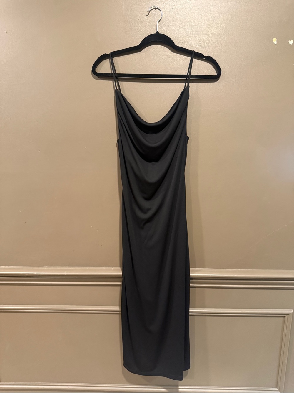 ZARA Sleek Black Cowl Neck Slip Dress